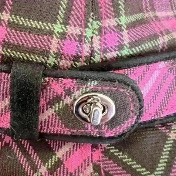Coach Wool Pink Plaid Twist Buckle Bucket Hat - Picture 3 of 6